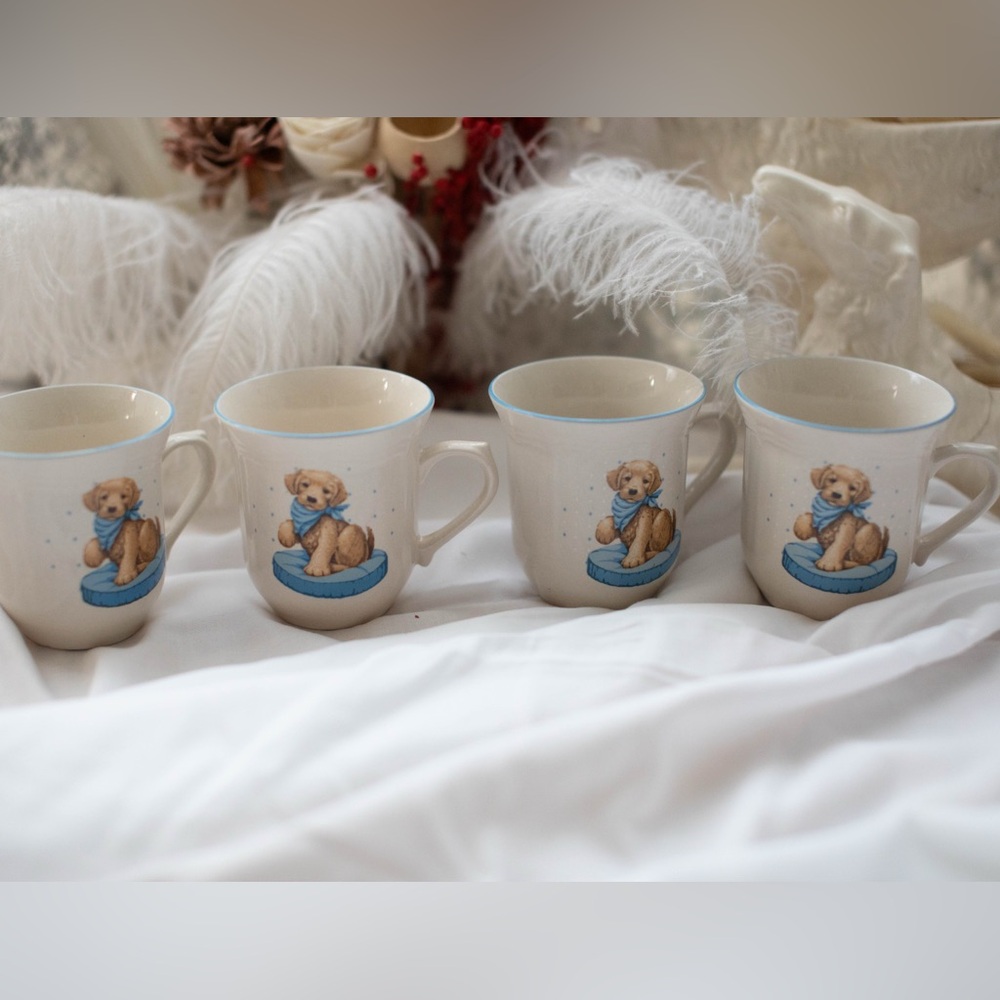 Adorable Puppy Print Mugs Set